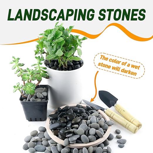 45 LB Mexican Beach Pebbles, 0.4-1 Inch Natural Unpolished Bulk Rocks, Decorative River Rocks for Landscaping Garden Paving Plant, Rocks for Walkways and Outdoor Decorative Stone, Grey-PurrikoPets