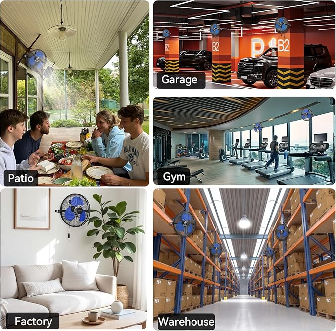 12 Inch Wall Fan Pro Series - Indoor High Velocity Wall Mount Fan for Commercial, Residential, Warehouse, Covered Patio, Shop, Garage, Barn, Gazebo 3 Speed 2800 CFM UL Safety Listed-PurrikoPets