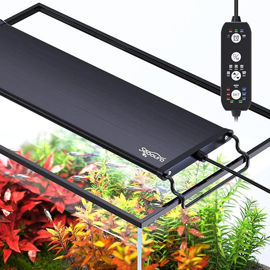 24/7 Mode Led Aquarium Light for Plants Growth-Full Spectrum Fish Tank Light with Timer, Auto On/Off, 7 Colors, Adjustable Brightness, 14W for 12 to 18 Inch Freshwater Tank-PurrikoPets
