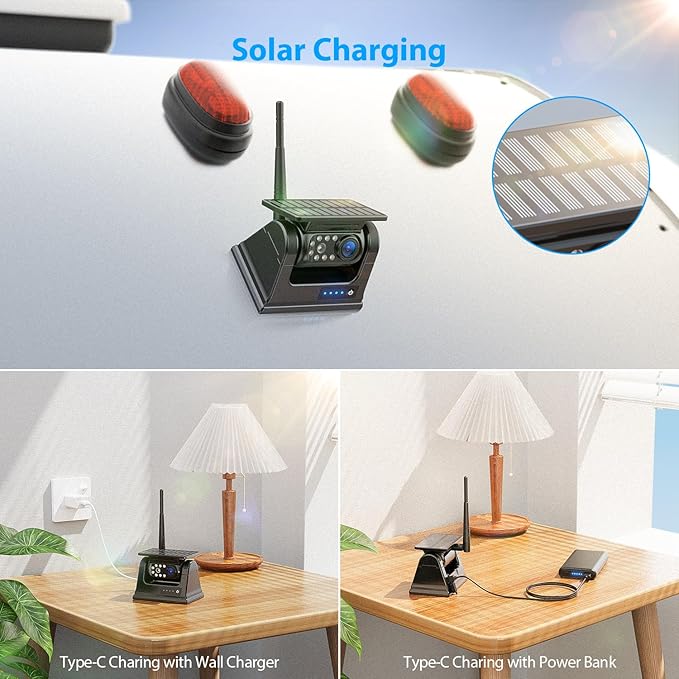 2 Magnetic Solar Wireless Backup Camera HD 1080P 9" DVR Monitor, Solar Rechargeable RV Backup Cameras Wireless System for Hitching Gooseneck Horse Trailer Fifth Wheels RVs Trucks BL902-PurrikoPets