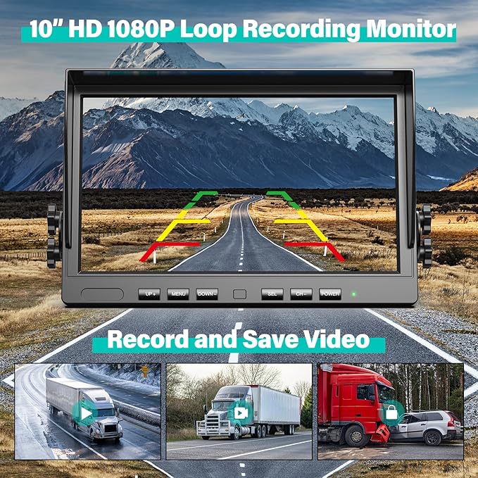 10" Wireless Backup Camera System, HD 1080P Digital Back Up Camera Systems with 10 Inch Quad Split DVR Monitor for Truck, RV, Trailer, W102-PurrikoPets