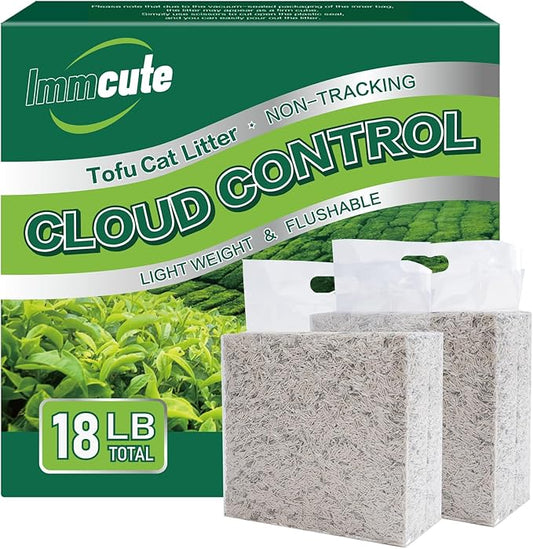 18lbs Tofu Cat Litter Clumping, Flushable, Dust-Free, Low Tracking, Lightweight, Ultra Absorbent and Fast Drying, 100% Natural Pea Husk Kitty Litter Solubility in Water, (9lbs×2bags)-PurrikoPets