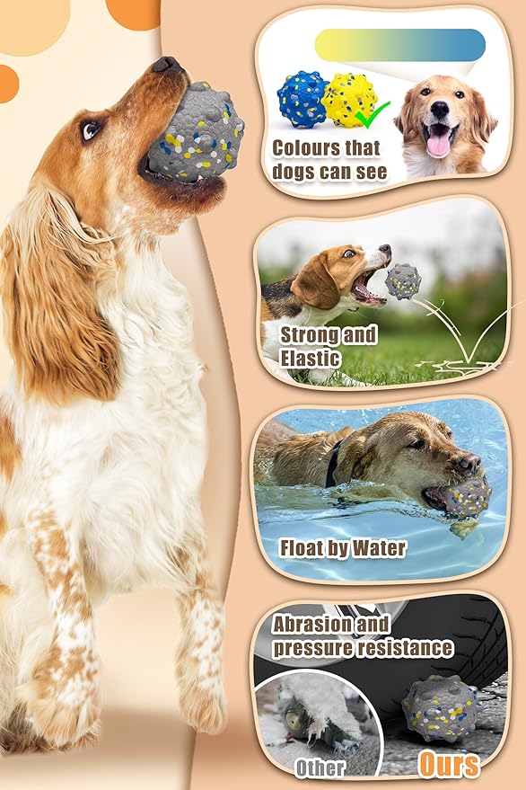 Dog Tennis Balls for Aggressive Chewers, Indestructible Durable Bouncy Interactive Toy for Dogs Fetch Game Lightweight Floating Outdoor Training(4Pcs Small)-PurrikoPets