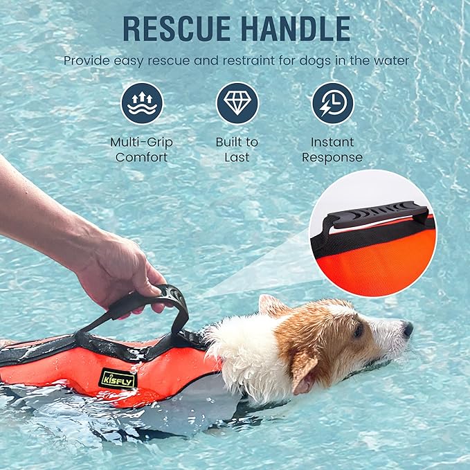 Dog Life Vest for Swimming and Boating - Adjustable Reflective Flotation Jacket, High Buoyancy Life Jacket for Dogs with Rescue Handle, Small Dog Safety Gear for Pool, Beach(S, Orange)-PurrikoPets