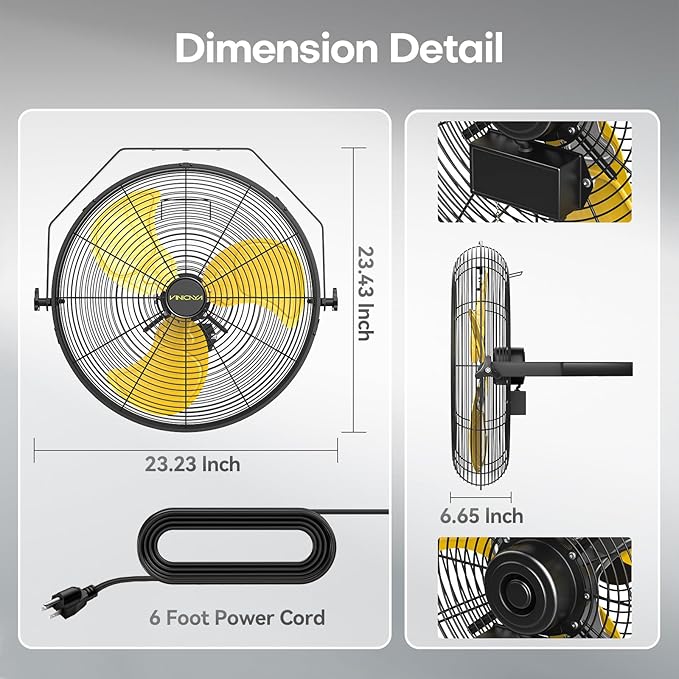 20 Inch Industrial Wall Mount Fan with 2 Pack, 5200 CFM Industrial Metal Wall Fans with Poweful Motor, 3 Speed, Heavy Duty Construction Indoor for Warehouse, Workshops, and Garage, UL Listed-PurrikoPets