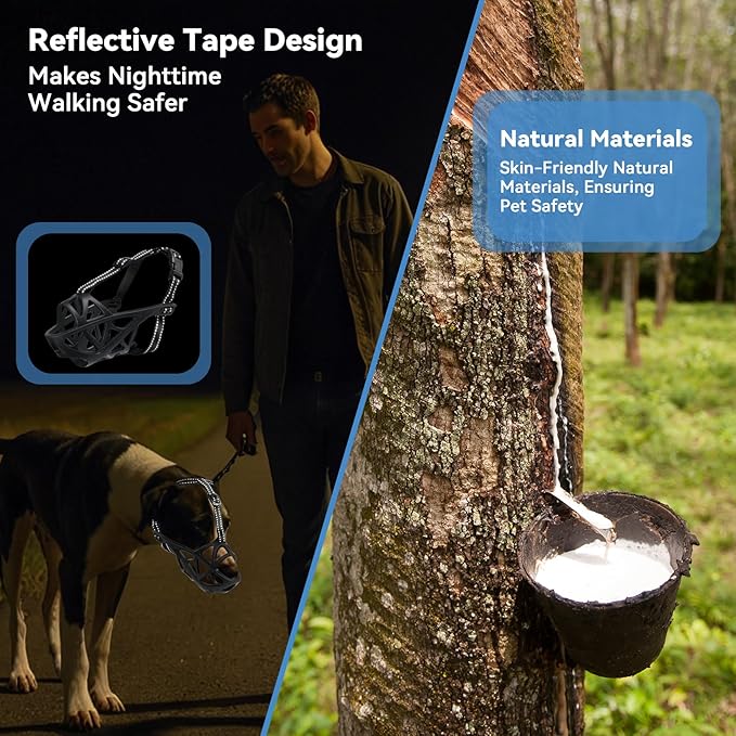 Dog Muzzle for Large Dogs, Breathable Basket Muzzles for Small, Medium and X-Large Aggressive Dog, Allows Panting Drinking, Suitable for Grooming Trimming Training (Black, XL)-PurrikoPets