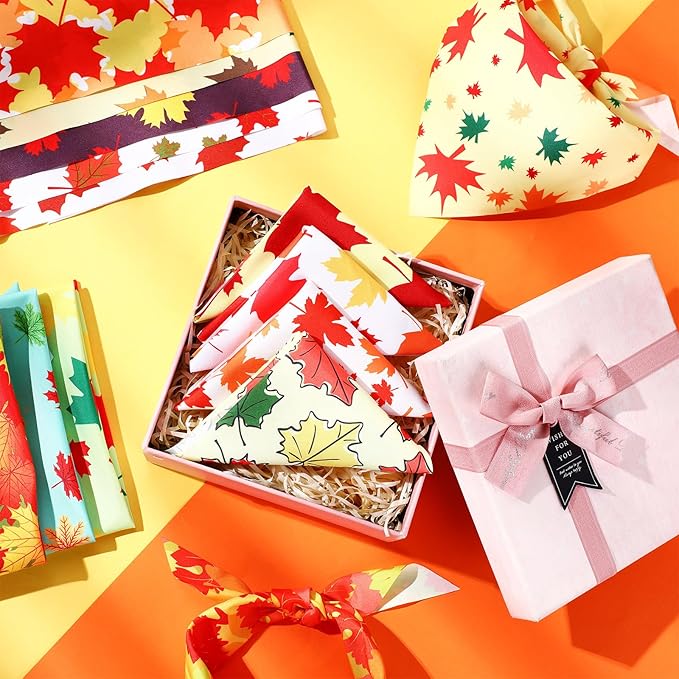 Abbylike 50 Pcs Fall Dog Bandana Bulk Maple Leaves Bandana for Dogs Triangle Kerchief Bibs Scarf for Small Medium Large Pet Autumn Thanksgiving Costume Accessories, 25 Styles (25.6 x 17.7 x 17.7 Inch)-PurrikoPets