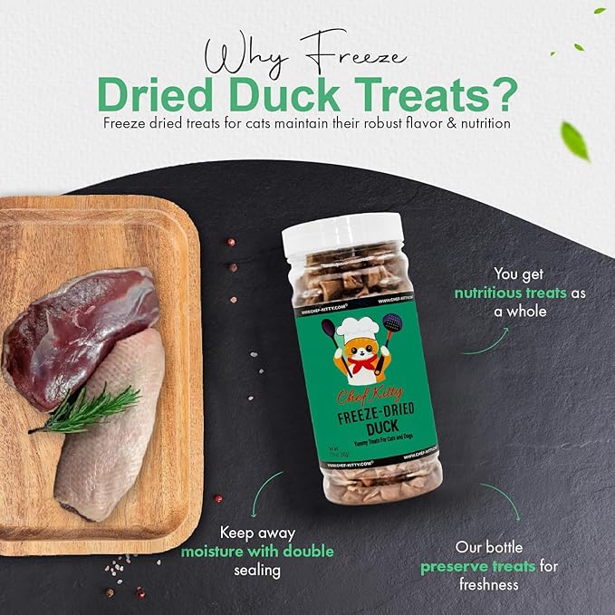 Freeze-Dried Duck Treats for Cats & Dogs – 100% Human Grade, Single Ingredient, High-Protein, Healthy Snack – No Additives or Preservatives – 1.5oz - Inspected & Tested in USA-PurrikoPets