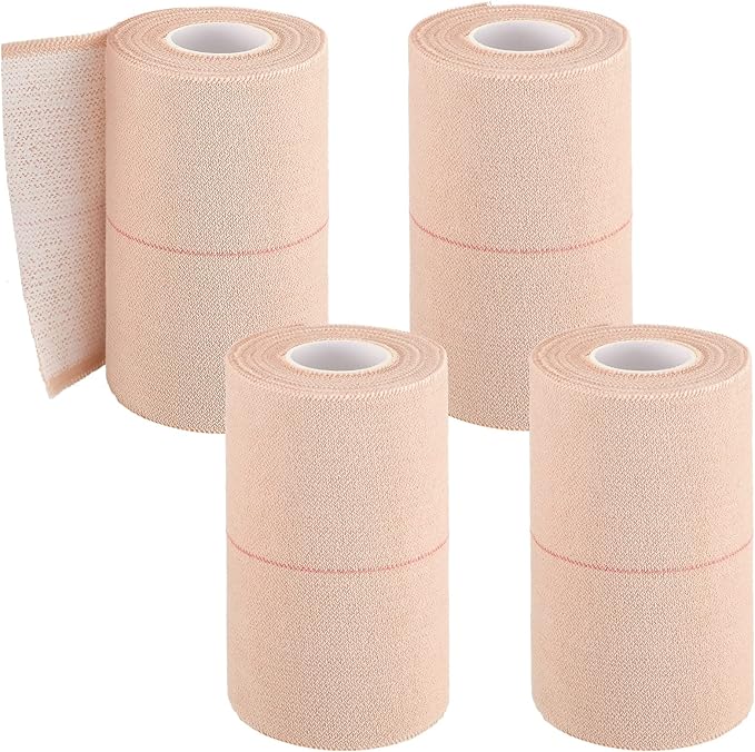 4 Rolls Elastic Tape Adhesive Elastic Tape Self Adhesive Bandage Wrap Flexible Stretch Bandages for Sports Ankle, Knee and Wrist Sprains Animal Pets, 5 Yard (4 Inch in Width)-PurrikoPets