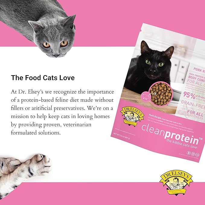 Dr. Elsey's cleanprotein Pork Cat Kibble 6.6lb. Bag-PurrikoPets