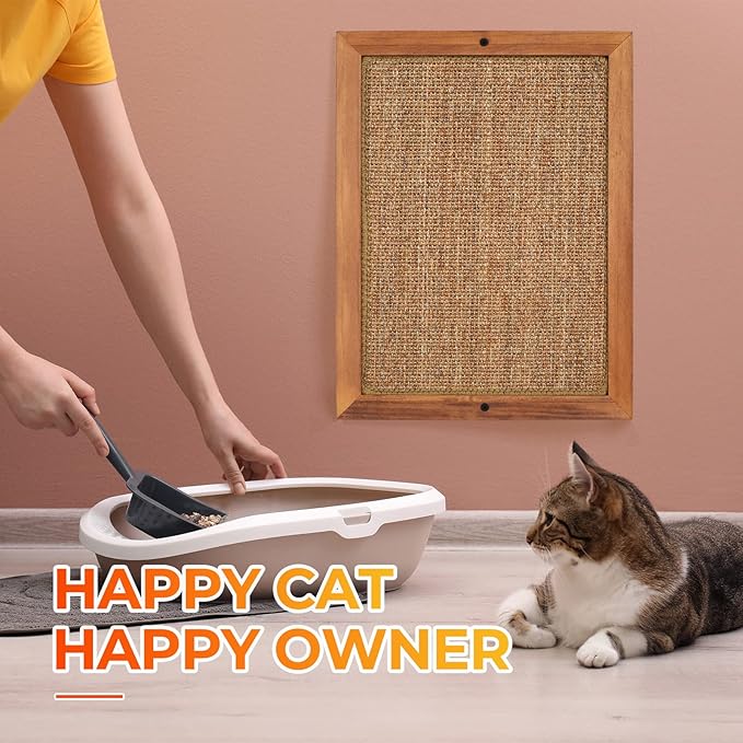 2PCS Cat Scratching Post - BXL, Natural Wooden Sisal Cat Wall Scratcher, Floor or Wall Mounted Vertical Cat Scratch Pad for Indoor Cats Adults or Kittens, Cat Wall Furniture Protector-PurrikoPets