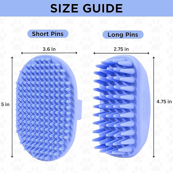 Dog Grooming Bath Brush, Pet Rubber Brush For Shower Scrubbing & Soothing Massage, Ideal for Long & Short Haired Dogs and Cats, Essential Puppy Grooming Accessories, 2 PACK [We Love Doodles]-PurrikoPets