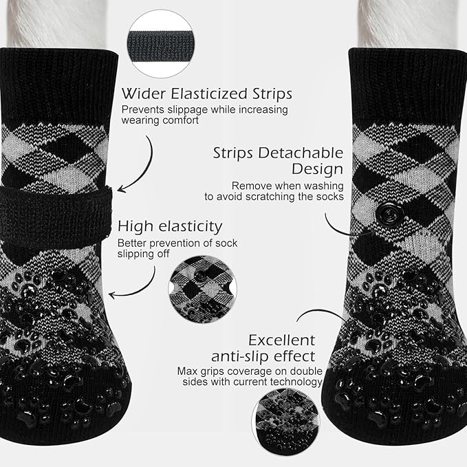 EXPAWLORER Anti Slip Dog Socks to Prevent Licking Paws, Dog Shoes for Hot Pavement, Dog Booties for Small Medium Large Senior Dogs, Traction Control Boots & Paw Protectors for Hardwood Floors-PurrikoPets