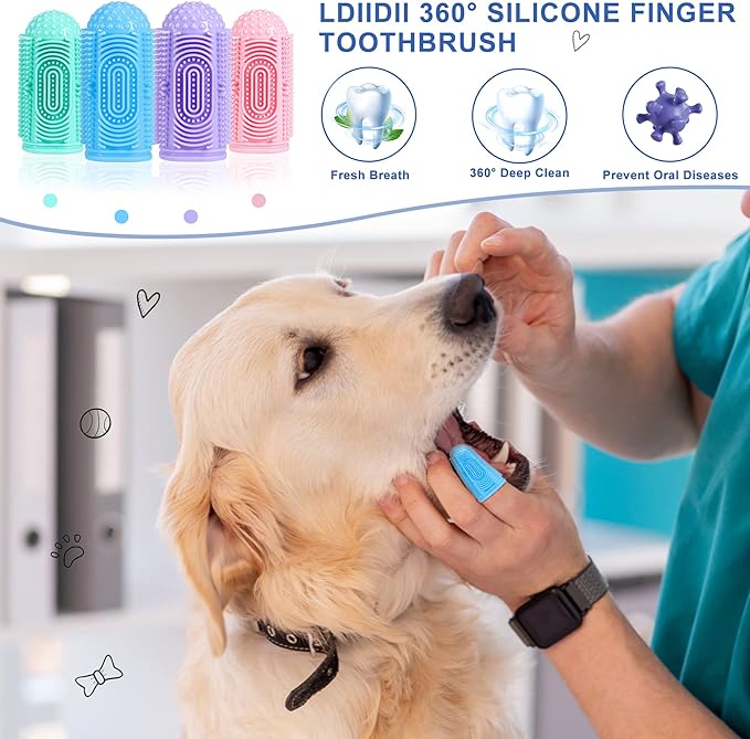 Dog Toothbrush Dogs Tooth Brushing Kit 4 Pack Dog Finger Toothbrush for Dogs Teeth Cleaning& Dental Care,Dogss Tooth Brush Pet Toothbrush-PurrikoPets