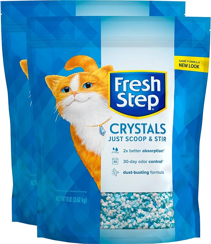 Fresh Step Crystals, Premium Cat Litter, Scented, 8 Pounds, Pack of 2 (Package May Vary)-PurrikoPets