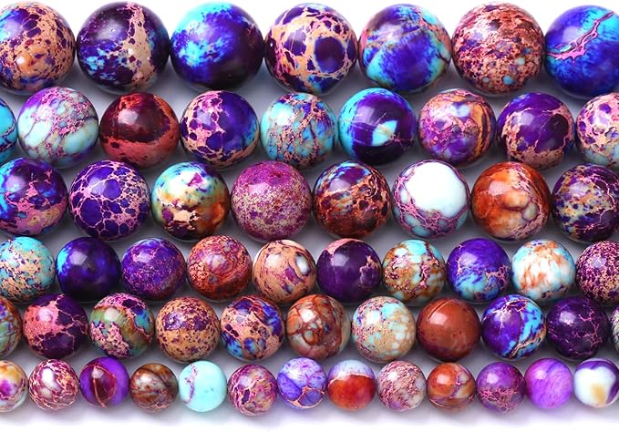 6mm 60pcs Natural Stone Galaxy Purple Sea Sediment Imperial Jasper Loose Beads for Jewelry Making DIY Bracelet Necklace