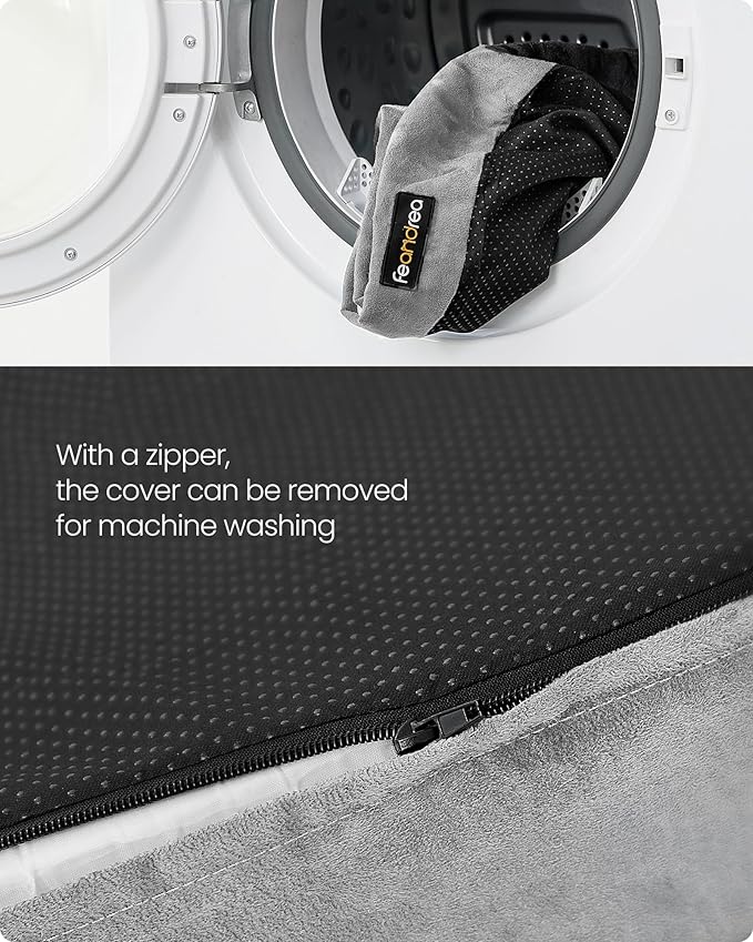 Feandrea Orthopedic Dog Bed, Large Dog Bed Waterproof, Removable Washable Cover Sofa with Non-Slip Bottom, Raised Edges, 48 x 33 x 8 Inches, Light Gray UPGW078G02V1-PurrikoPets