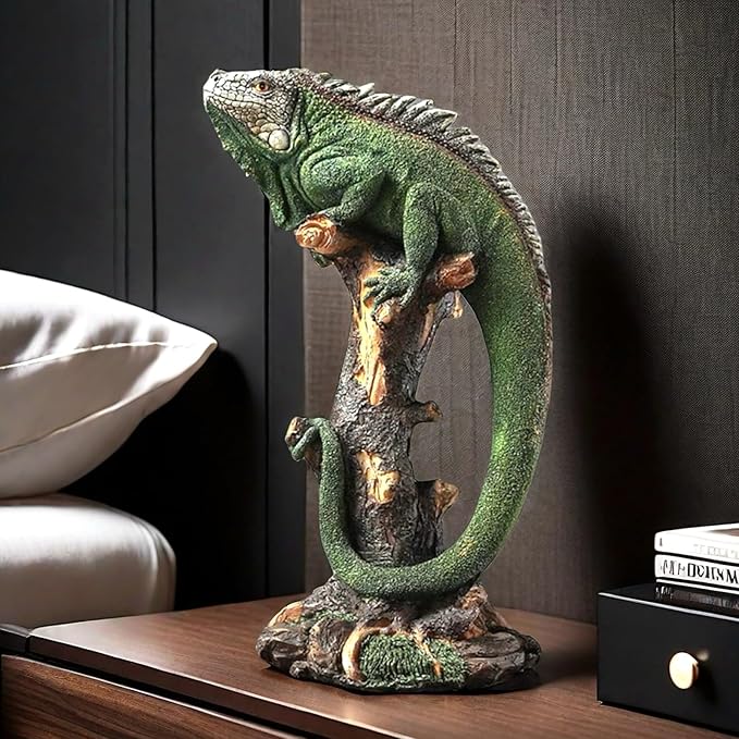 14 Inch Lizard Statue Resin Sculpture Decor Figurines for Home Decor Accents, Living Room Bedroom Office Decoration - Animal Sculptures Collection for Lizard Lovers-PurrikoPets