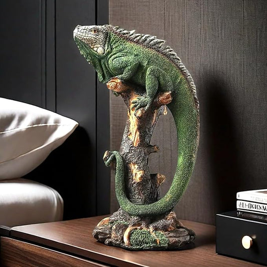 14 Inch Lizard Statue Resin Sculpture Decor Figurines for Home Decor Accents, Living Room Bedroom Office Decoration - Animal Sculptures Collection for Lizard Lovers-PurrikoPets