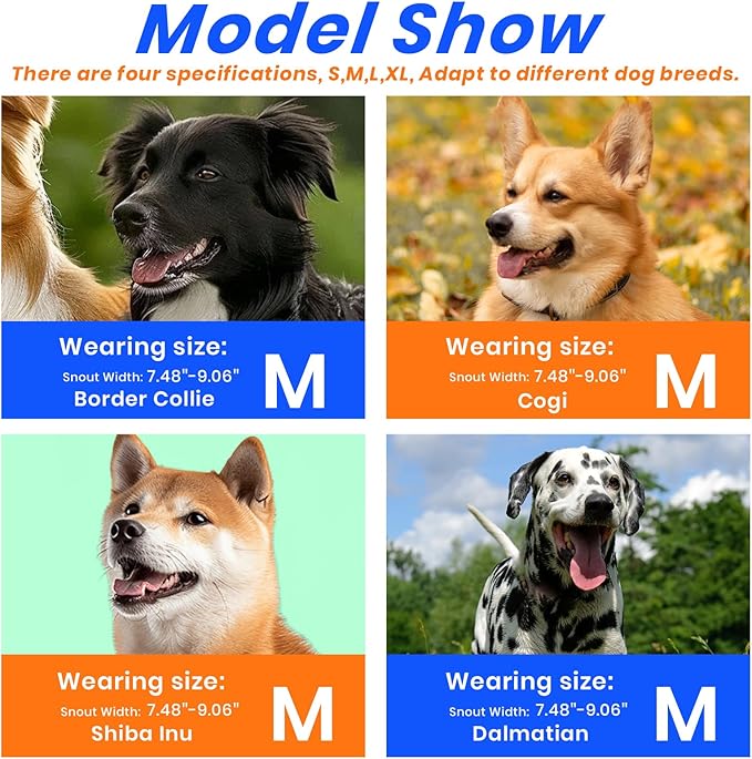 Dog Muzzle, Basket Muzzle for Small Medium Large Dogs, Anti-Biting and Chewing, Lightweight & Sturdy Cage Design,Allows Panting & Drinking, Ideal for Grooming & Training(Blue Size M)-PurrikoPets