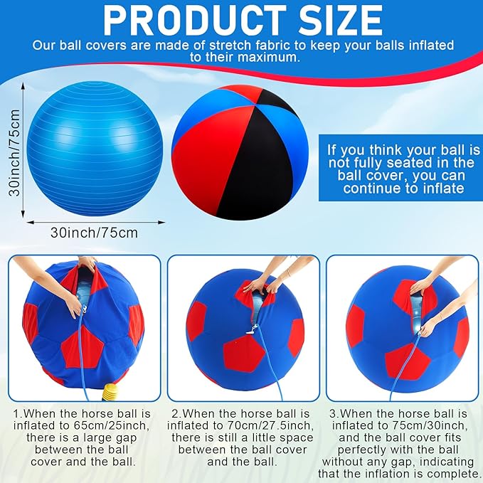 30inch Giant Herding Ball with Cover Anti Burst Ball Please Watch VCR for How to Inflation Horse Toys for Horses Stall Entertainment Play, Pump Included(Stylish)-PurrikoPets