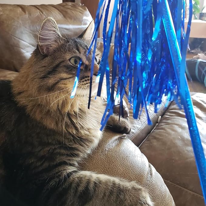 ADUCK Interactive Cat Teaser Wand Toy with Tassels - Durable Cat Chaser for Indoor Kitten Exercise, Boredom Relief & Training Play, Pack of 3 (Gold, Silver, Green)-PurrikoPets