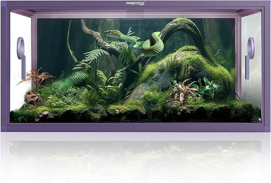 50 Gallon Bearded Dragon Tank, Reptile Enclosure for Easy Maintenance, Front Opening Reptile Tank with Top Screen Ventilation & Glass Sliding Door 36''x18''x18''-PurrikoPets