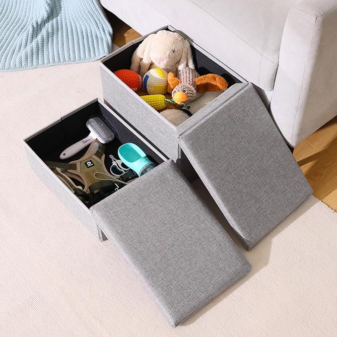 Foldable Dog Stairs/Steps 2-Tier Pet Steps Storage and Adjustable Steps for Small Medium Dogs Pet Steps Storage Stepper for High Beds Sofa Pet Dog Cat (2 Step-Light Grey)-PurrikoPets