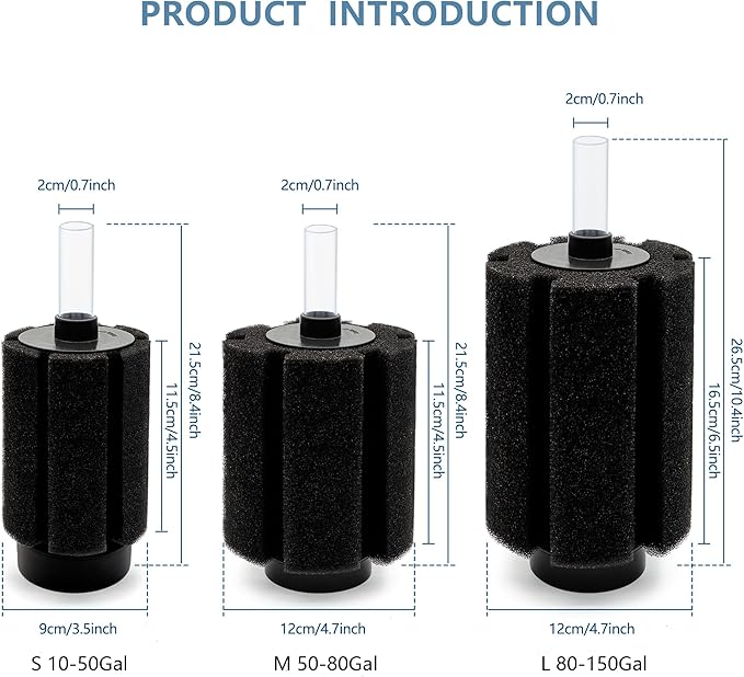 4 Pack 70-80 Gal Aquarium Sponge Filter with Air Stone and Ceramic Filter Media Quiet Fish Tank Filters for Breeding Fry Betta Shrimp Fish Tank with Accessories-PurrikoPets