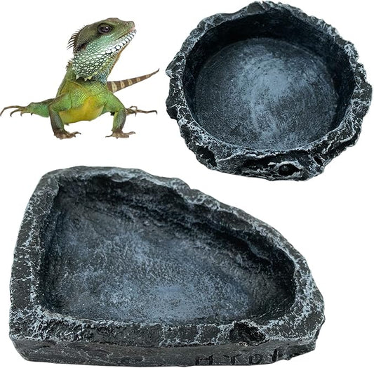 2 Pack Reptile Feeding Dish Corner Bowl, Reptile Water Dish Food Bowl Feeding Terrarium Bowls for Bearded Dragon Lizard Frog Gecko Tortoise Hermit Crab-PurrikoPets