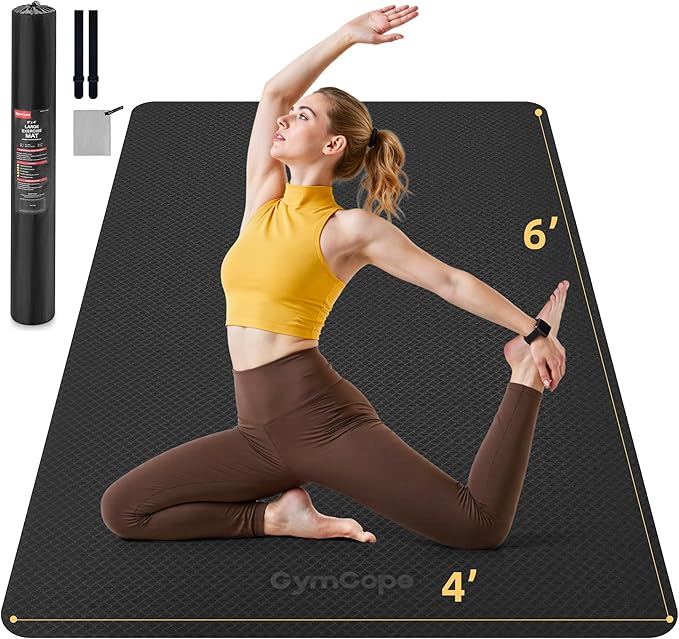 Extra Large Yoga Mat - 72"x35", 72"x48", 78"x57" - Wide TPE Exercise Mat for Home, Stretching, Couples & Family Workouts - 6-12mm Thick, Non-Slip & Waterproof - with Carry Bag and Straps-PurrikoPets