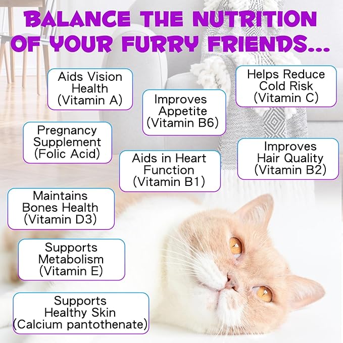 15-in-1 Multivitamin Drops for Cats - Immune Support, Skin & Coat Health, Digestion, Joint Care - with Vitamins A, B, C, D, E - Liquid Supplement for All Life Stages, 2 fl.oz/60ml, 2 Pack-PurrikoPets