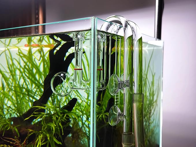 Glass Lily Pipe Spin Outflow with Surface Skimmer for Aquarium Planted Tank (17mm for 16/22mm (5/8'' i.d.) tubing)-PurrikoPets
