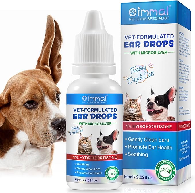Dog Ear Infection Treatment, Cat & Dog Ear Cleaner for Itchy Relief, Antiseptic,Waxing,Cleansing, Ear Mite Treatment for Dog Cats, Yeast Ears Infection Treatment for Dogs, 2.02fl.oz-PurrikoPets