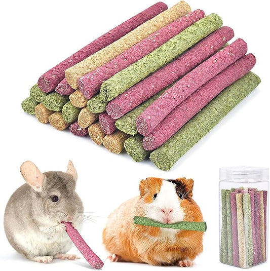 ERKOON Timothy Hay Sticks,Rabbit Chew Toys for Teeth Natural Molar Sticks Rabbits Treats for Bunnies, Chinchilla Guinea Pigs, Gerbil, Hamster (25 Pcs)-PurrikoPets