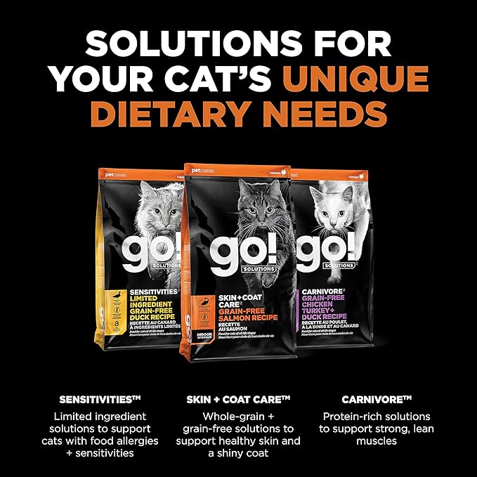 Go! Solutions Skin + Coat Care, Grain-Free Dry Cat Food, Salmon Recipe, 8 lb Bag-PurrikoPets