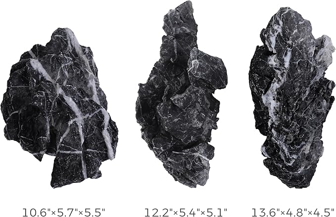 10-12 Inches Natural Seiryu Stone 3 PCS Extra Large Aquarium Rocks for Aquascaping, Aquarium Landscaping, Terrariums, Fish Tank Decoration, Vivariums, Paludarium, Amphibian Enclosures-PurrikoPets