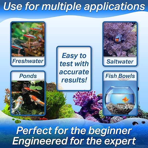 9 in 1 Aquarium Test Strips for Salt & Freshwater, Fish Tank Tester Kit for Iron, Copper, Carbonate, pH, Nitrate, Nitrite, Chlorine, Total Hardness & Alkalinity - 100 Count-PurrikoPets