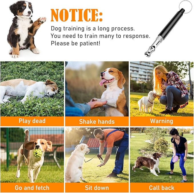 Dog Whistle, Dog Whistle to Stop Barking Neighbors Dog, Adjustable Ultrasonic Silent Training Device, Black-PurrikoPets
