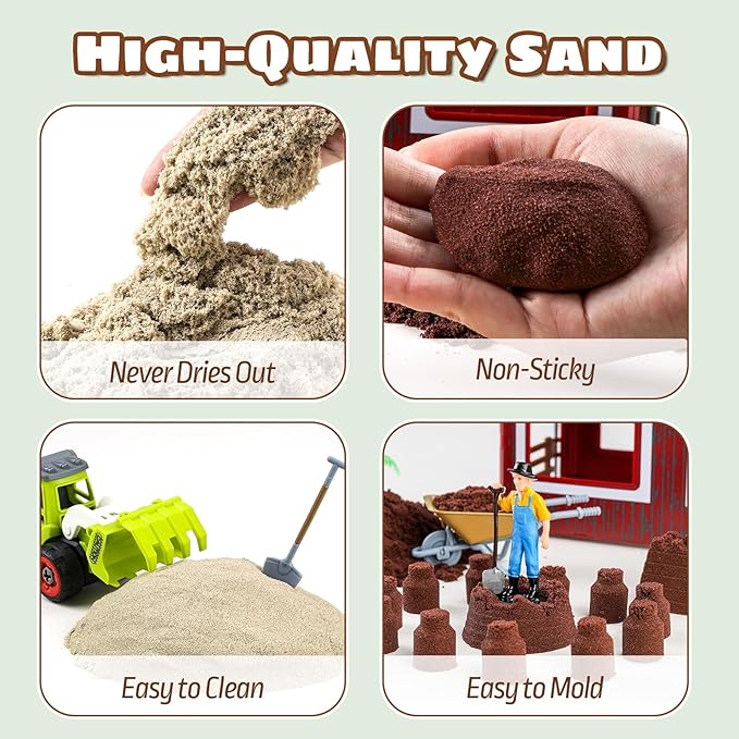 69 PCS Farm Sensory Bin Toys Playset, Sandboxes with Sand, Farmer Tractor & Farm Animals Figures Toys for Kids 3 4 5, Gifts for 6 7 Years Old Boys Girls Toddlers-PurrikoPets