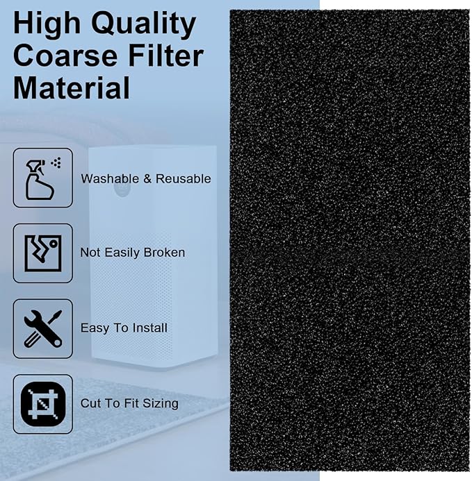 Air Filter Foam Sheet Material, 24" x 12" x 3/8" 30 PPI Filter Foam Sheet, Reusable Air Filter for Cutting and Fitting Purifier, Aquarium, Fish Tank, Air Conditioner-PurrikoPets