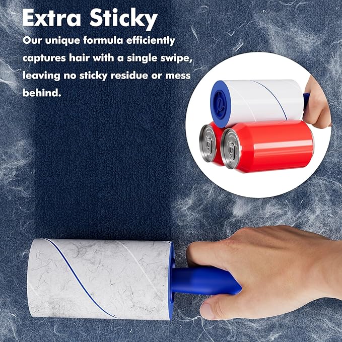 1200 Sheets Lint Roller with 6 Upgraded Handles (6 Rollers + 6 Refill), Mage Value Set Sticky Lint Rollers for Pet Hair, Portable Pet Hair Remover for Clothes, Furniture, Carpet, Dog and Cat-PurrikoPets