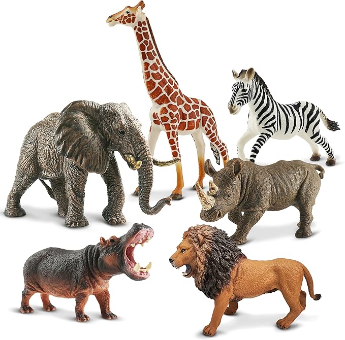 6PCS Safari Animal Figure Toys for Kids 3-5 Realistic Plastic Jungle Animal Figurines African Wildlife Learning Toys for Kids Boys Girls Toddlers-PurrikoPets