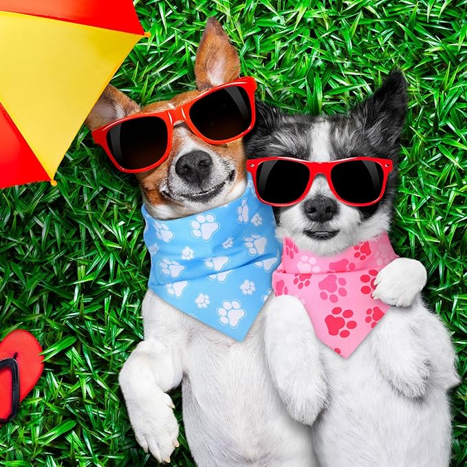 100 Pieces Paw Print Dog Bandanas Bulk Paw Bandanas for Dogs Soft Bibs Adjustable Triangle Doggie Scarves for Small Medium Large Pets Party Costume-PurrikoPets
