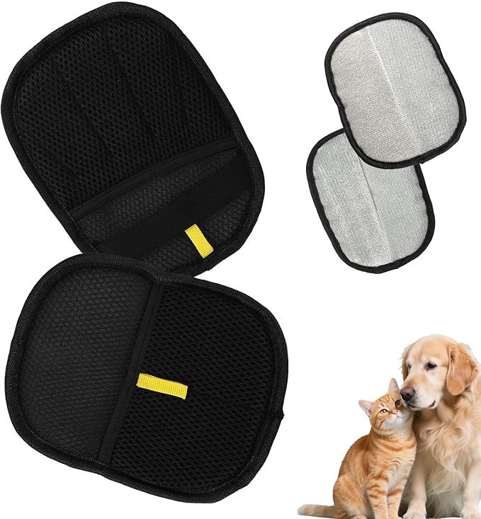 2pcs Pet Hair Removal Gloves, 2 Style Reusable Pet Hair Static Remover Mitt Glove for Cat Dog Sofa Furniture Carpet Curtain Bed Sheet Clothes Car Seat Cleaning Tool (Regular & Five Finger Style)-PurrikoPets