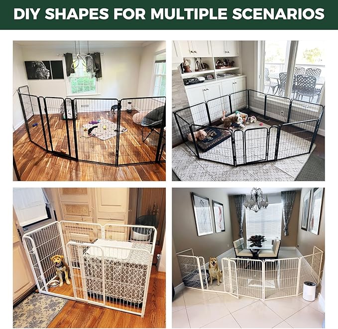 FXW Homeplus Unleashed Indoor Dog Playpen - Stress-Free and Safe Play, Heavy Duty 40 Inch 8 Wire Panels Dog Pen for Medium and Large Dogs, Black│Patented-PurrikoPets