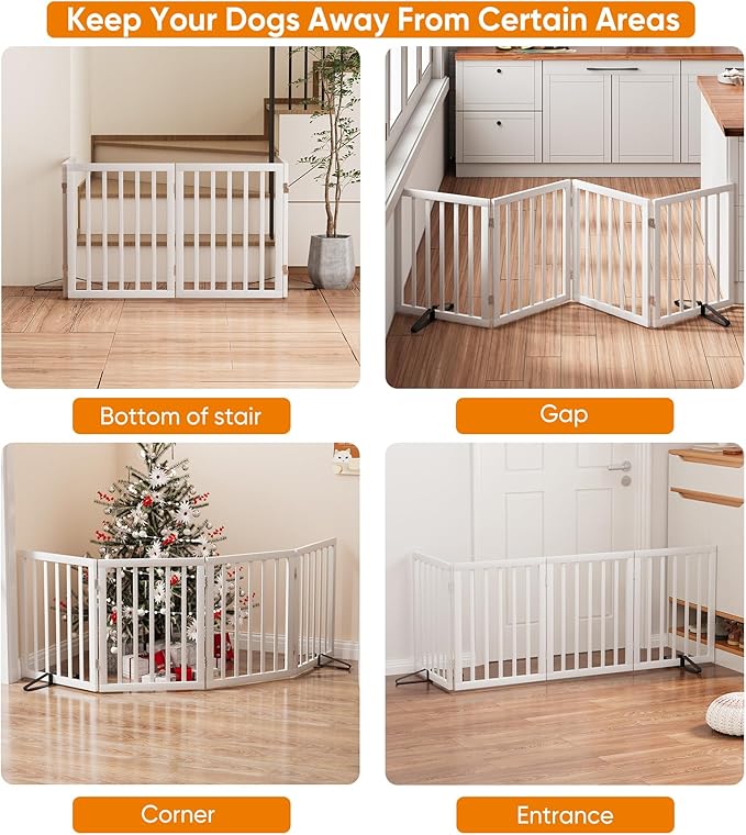 37-74" Wide Dog Gate 4 Panel Dog Gates for Stair Doorways House Indoor Freestanding Pet Gates for Dogs, Doogie Puppy Fences-PurrikoPets