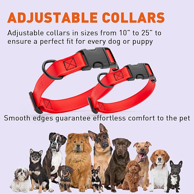 Dogline Biothane Waterproof Dog Collar with Quick Release Buckle Strong Coated Nylon Webbing with Odor- Proof for Easy Care Easy to Clean Fits Small Medium or Large Dogs, Red 1" W 15-23" L-PurrikoPets