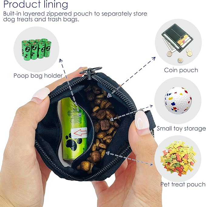 Dog Treat Pouch for Pet Walking and Training with Clicker Poop Bags Small Fanny Zipper Pack Holder for Puppy Snack Dispenser Kit for Leash and Outdoor Use (Valentine)-PurrikoPets
