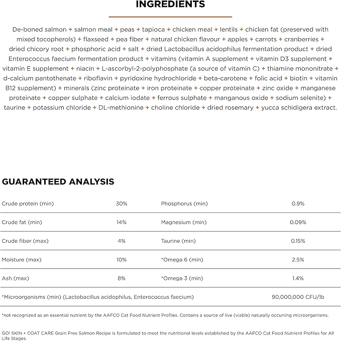 Go! Solutions Skin + Coat Care, Grain-Free Dry Cat Food, Salmon Recipe, 16 lb Bag-PurrikoPets